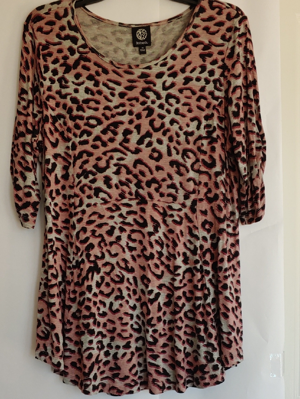 bobeau Pink and Black Leopard Print Tunic